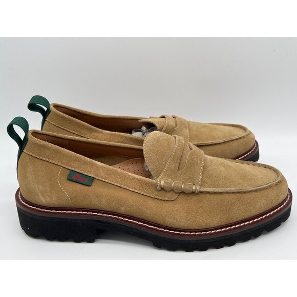 G.H. Bass Mens Weejuns Suede Penny Loafers Size 9 Tan With Green Heel Tab & Blac main image 9